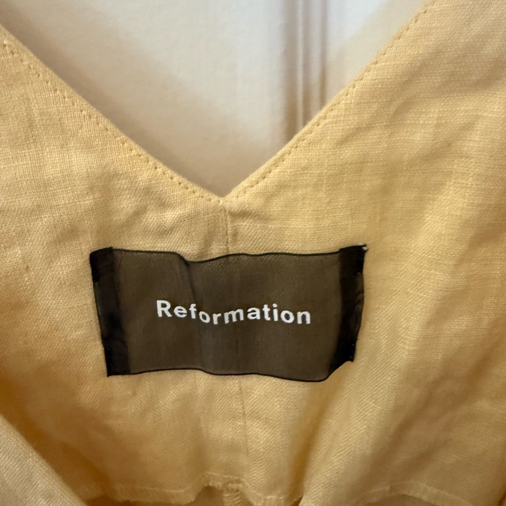 Reformation Yellow Backless Button Dress - Picture 6 of 6